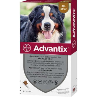 Адвантікс 40-60 кг Advantix краплі від бліх і кліщів для собак, 1 піпетка