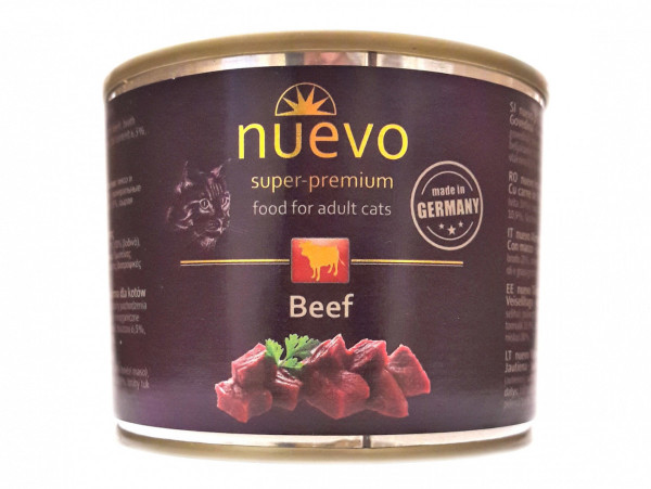 Нуево 200 гр Nuevo Cat Adult Beef вологий консервований корм з яловичиною для котів, упаковка 6 банок (95110)