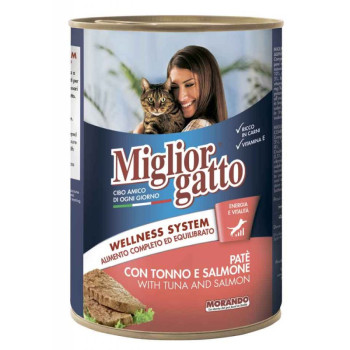Морандо Morando Migliorgatto Wellness System Pate Tuna &amp; Salmon паштет з тунцем та лососем для котів, 6 консерв по 400 гр
