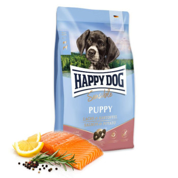 Happy Dog Sensible Puppy Salmon &amp; Potato лосось і картопля, сухий корм для цуценят від 1 до 6 місяців, 1 кг (61002)