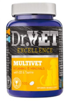 Мультівет Dr.Vet Multivet вітамінно-мінеральна добавка з амінокислотами для собак і котів, 100 таблеток (1-110821)