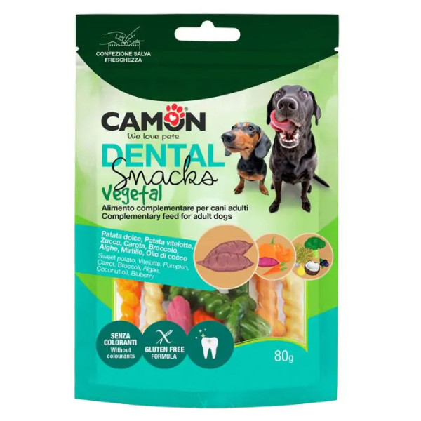 Ласощі для собак CAMON Dental Snak Mix, вузлова кістка з солодкої картоплі зі смаком броколі, моркви, гарбуза, картоплі,