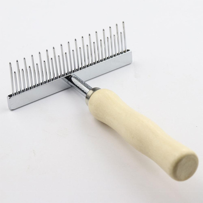 Гребінець-граблі дер.,різний зуб"Пухнастики" 9,7*12,8 см