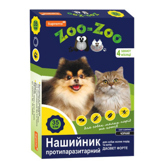 Нашийник SUPREMO ZOO-ZOO для котів та собак дрібних порід, (Діазинон, Пірипроксифен) 35 см, Червоний, захист від параз. 4 міс.