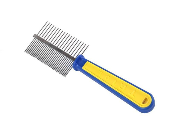 Гребінець ТМ &quot;FOX&quot; пластиковий жовто-синій, двосторонній, 20х5,5 см