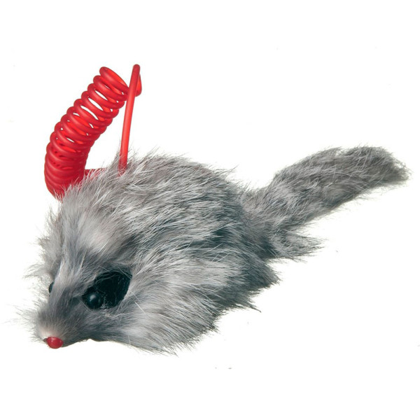 Іграшка для котів TETRAPET "Божевільна мишка" з пружинкою, штучне хутро 7 см
