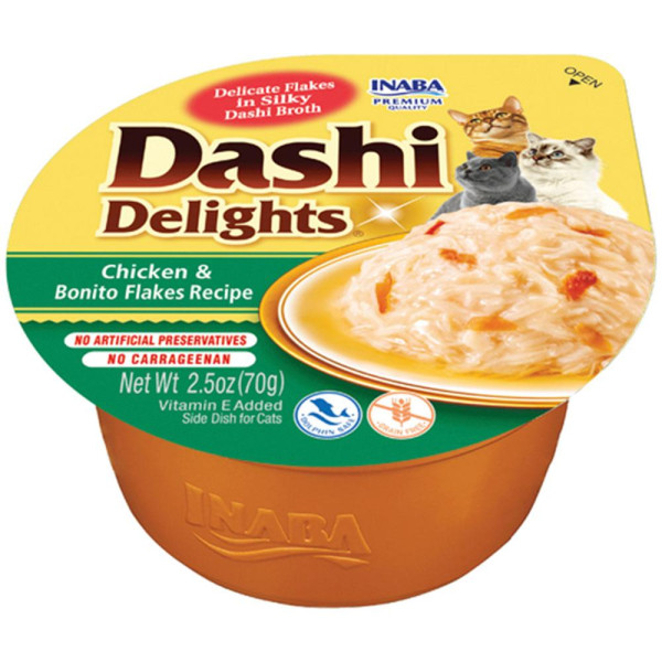 Ласощі INABA "DASHI Delights" для котів, курка з пластівцями боніто, 70 гр