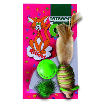 Іграшка для котів TETRAPET Caty funny набір мишка+2 м'ячика, 3,5-6,3см