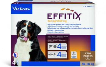 Еффітікс 40-60 кг Effitix Virbac краплі для собак від бліх, кліщів, комарів, мух, волосоїдів, 4 піпетки
