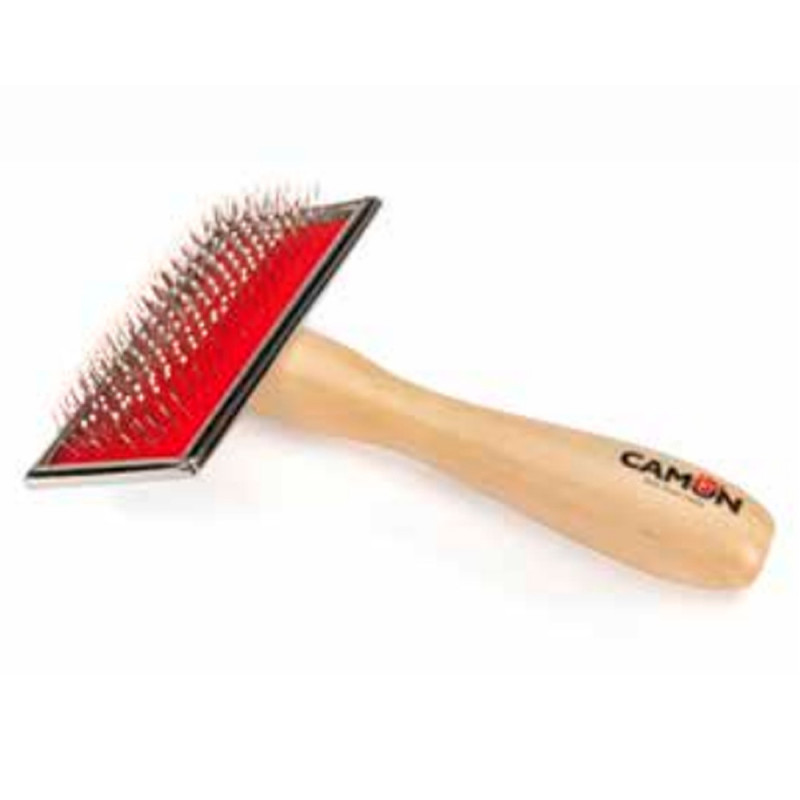 Пуходерка CAMON зі штифтами з нержавіючої сталі з пластиковим покриттям, з дерев'яною ручкою, 9x4,5 см, MD