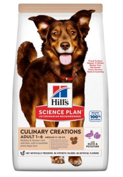 Хілс Hill's SP Canine Adult Medium Culinary Creations Duck качка, корм для собак 11-25 кг від 1 до 6 років, 2,5 кг (607388)