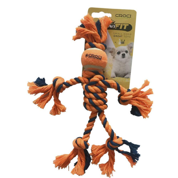 Іграшка для дрібних собак CROCI міні канатний чоловічок, помаранчевий, 25 см