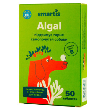 Смартіс Smartis Algal вітаміни зі спіруліною для підтримки загального стану здоров'я собак, 50 таблеток (980960)