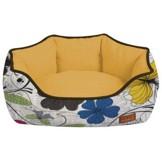 Лежак CROCI COZY FLO для тварини, овальний, помаранч/квіти, 85x66x23 см