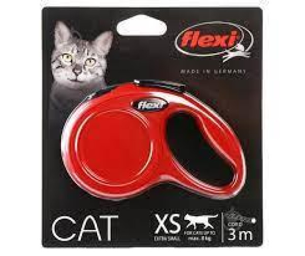 Повідець рулетка Flexi New Classic Cat XS для кішок вагою до 8 кг, трос 3 метра, колір червоний
