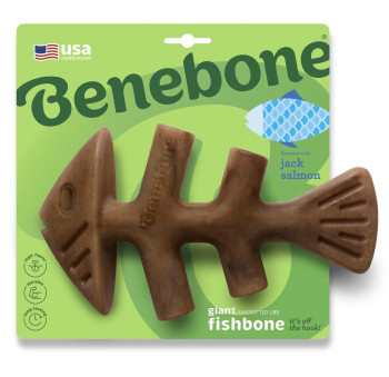 Жувальна іграшка Benebone Fishbone Salmon Giant рибна кістка зі смаком лосося для собак до 54 кг, розмір XL (440250)