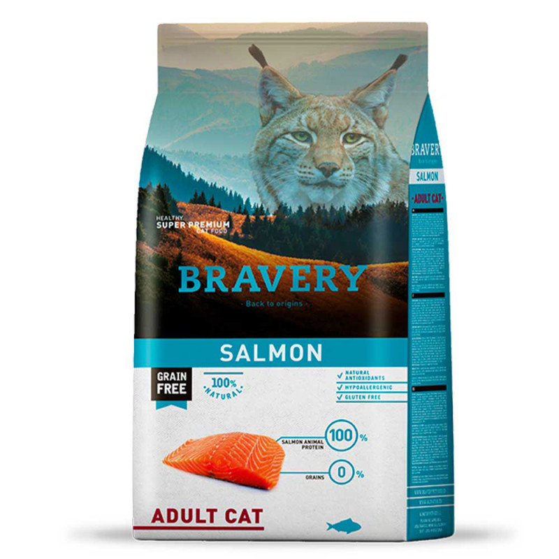 Бравері Bravery Salmon Adult Cat беззерновий сухий корм із лососем для дорослих котів, 600 гр (7654)