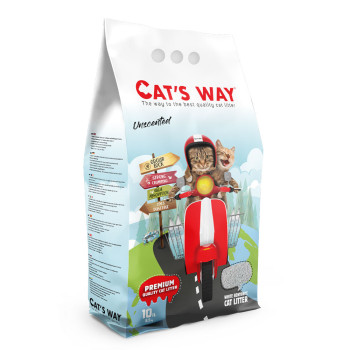 Cat's Way White Cat Litter Unscented Natural бентонітовий комкуючий наповнювач для котячих туалетів, без аромату, білий, 10 л