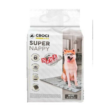 Пелюшки для собак Croci Super Nappy (принт газета) 87*54 см, 30 пелюшок в упаковці (C6028722)