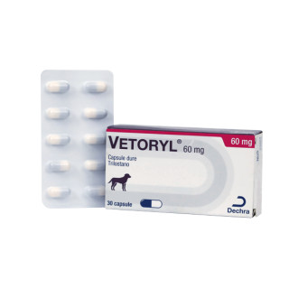 Веторил 60 мг Vetoryl (трілостан) препарат для лікування синдрому Кушинга у собак, 30 капсул