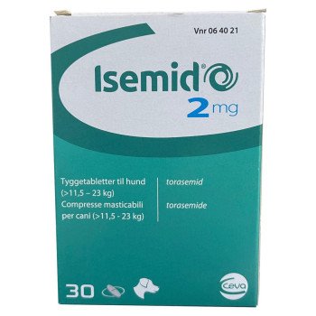 Ісемід 2 мг Ceva Isemid при застійній серцевій недостатності, набряку легенів у собак, 30 таблеток