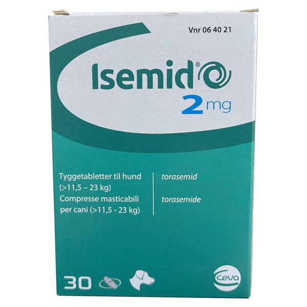 Ісемід 2 мг Ceva Isemid при застійній серцевій недостатності, набряку легенів у собак, 30 таблеток Ісемід 2 мг Ceva Isemid при застійній серцевій недостатності, набряку легенів у собак, 30 таблеток