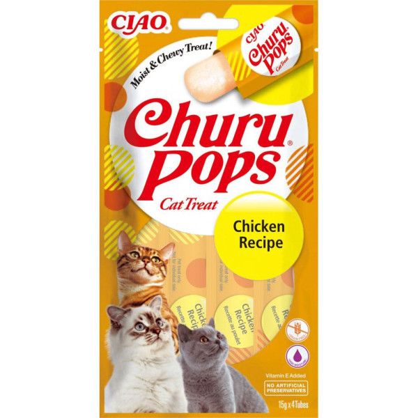 Ласощі INABA "Churu Pops" для котів, з куркою 4*15 гр