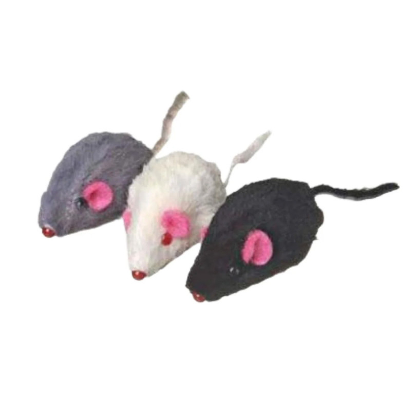 Іграшка для котів CAMON мишка, штучне хутро (біла,сіра,чорна) 5см