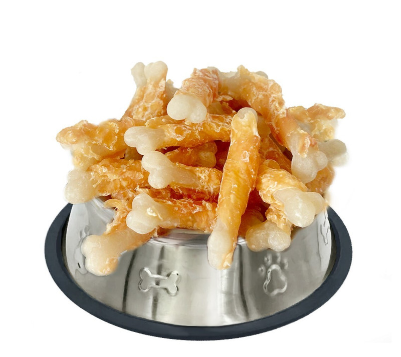 Кальцієва кістка в обгортці з курячого в'яленого м'яса, 6,5см, (≈25-28шт/уп) 200г, 50 шт/ящ