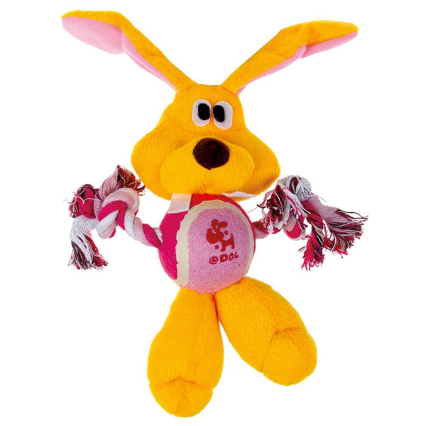 Іграшка для собак TETRAPET Toys Fun, текстильна собака з мотузкою, 21 см