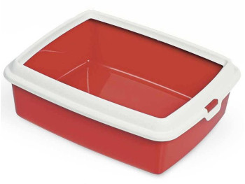 Туалет-лоток Гідра Максі 50*40*16,5 см Hydra Maxi пластиковий з рамкою для великих кішок, колір червоний