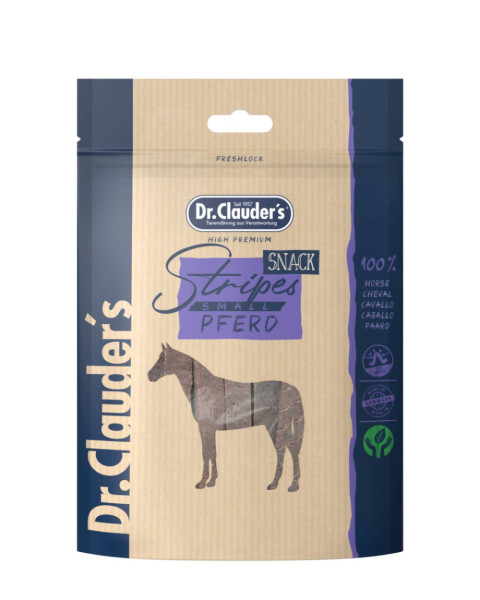Заохочувальні тренувальні ласощі Dr.Clauder's Stripes Snack Horse Small стрипси з конини для собак, 80 гр Заохочувальні тренувальні ласощі Dr.Clauder's Stripes Snack Horse Small стрипси з конини для собак, 80 гр