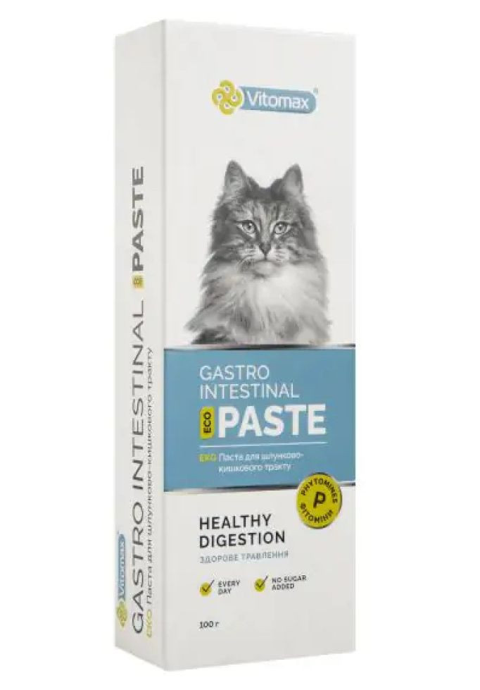 Еко паста Vitomax Gastro Intestinal вітамінна для поліпшення роботи шлунково-кишкового тракту у кішок, 100 гр