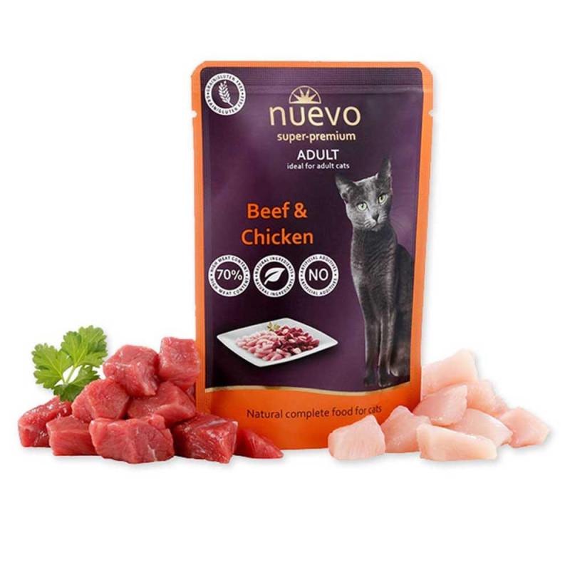 Пауч NUEVO ADULT для котів, яловичина і курка , 85 г