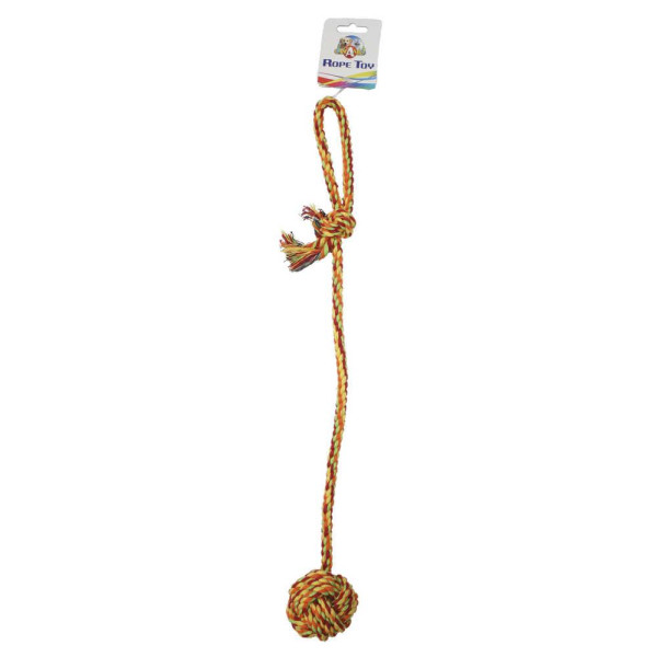 Іграшка для собак CROCI канат грейфер вузловий м'яч з довгою ручкою, 56 см