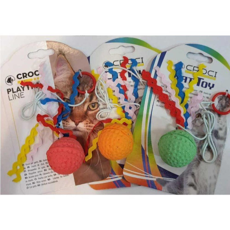 Іграшка для котів CROCI М'яч на гумці, Д = 4 см