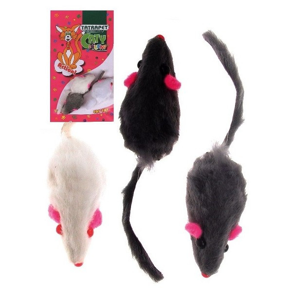 Іграшка для котів TETRAPET Caty funny, плюшеві мишки 5 см/3шт