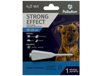 Стронг Ефект Palladium Strong Effect краплі від бліх та кліщів для собак вагою 10 - 20 кг, 1 піпетка