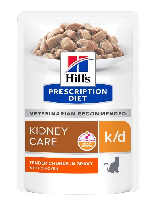 Hill's PD Feline K/D Chicken Pouches вологий корм з куркою при ХНН у дорослих кішок, 12 паучів по 85 гр