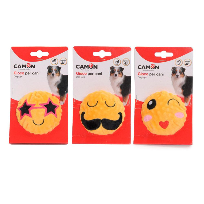 Іграшка для собак CAMON м'ячик Посмішка плюшевий з пищалкою, 9 см