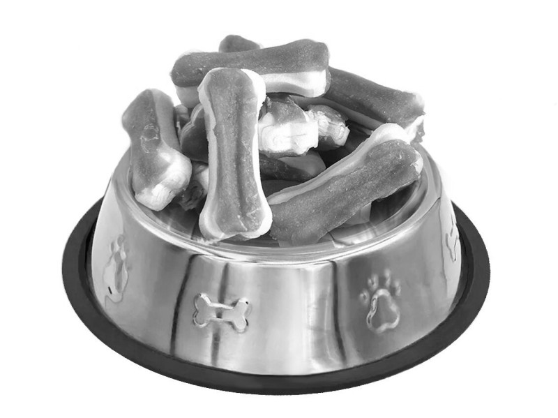 Пресована кістка з сиром'ятної шкіри з курячою пастою, 5,5см, (≈ 14-16шт/уп), 200г, 50шт/ящ.