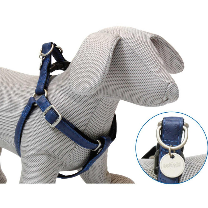 Шлея CROCI MYLORD, з тисненням, синя, шкірозамінник, 36 / 60x1,5 см