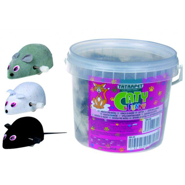 Іграшка для котів TETRAPET Caty funny миша механічна, 5 см 12 шт/уп - відро