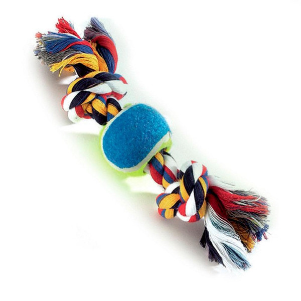 Іграшка для собак CAMON канат грейфер Кісточка з тенісним м'ячем, 26 см, 120 гр