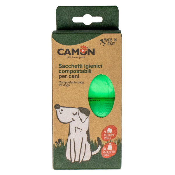 Пакети для собачих фекалій CAMON, біорозкладні, 4 штx15 пак