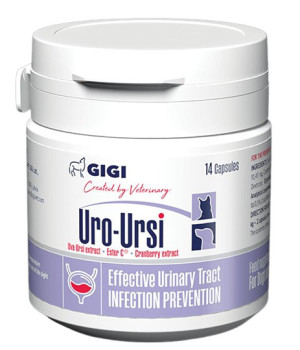 Уро-Урсі Gigi Uro-Ursi для профілактики лікування сечокам'яної хвороби собак і кішок, 14 капсул