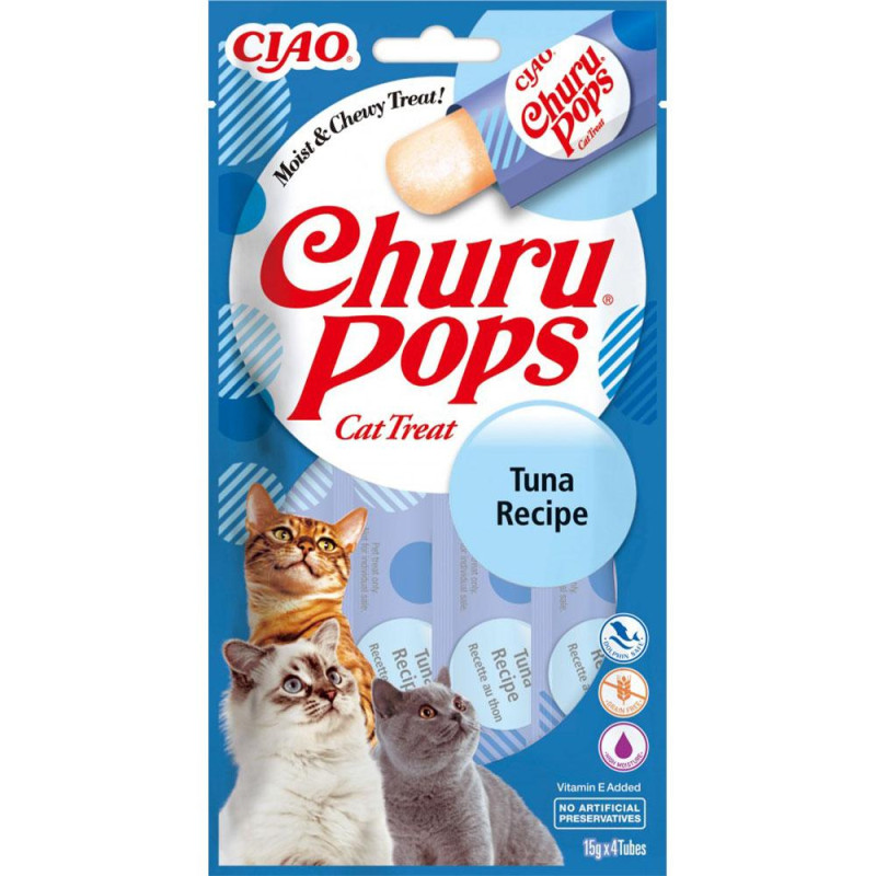 Ласощі INABA "Churu Pops" для котів, з тунцем 4*15 гр