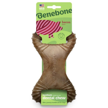 Жувальна іграшка Benebone Dental Chew Bacon Medium зі смаком бекону для собак вагою до 27 кг, розмір M (860350)