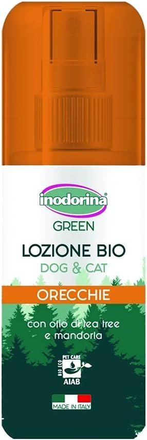 Лосьйон Inodorina Lozione Bio Green Orecchie з олією чайного дерева та мигдалю для очищення вух кішок та собак, 100 мл (2800010001)