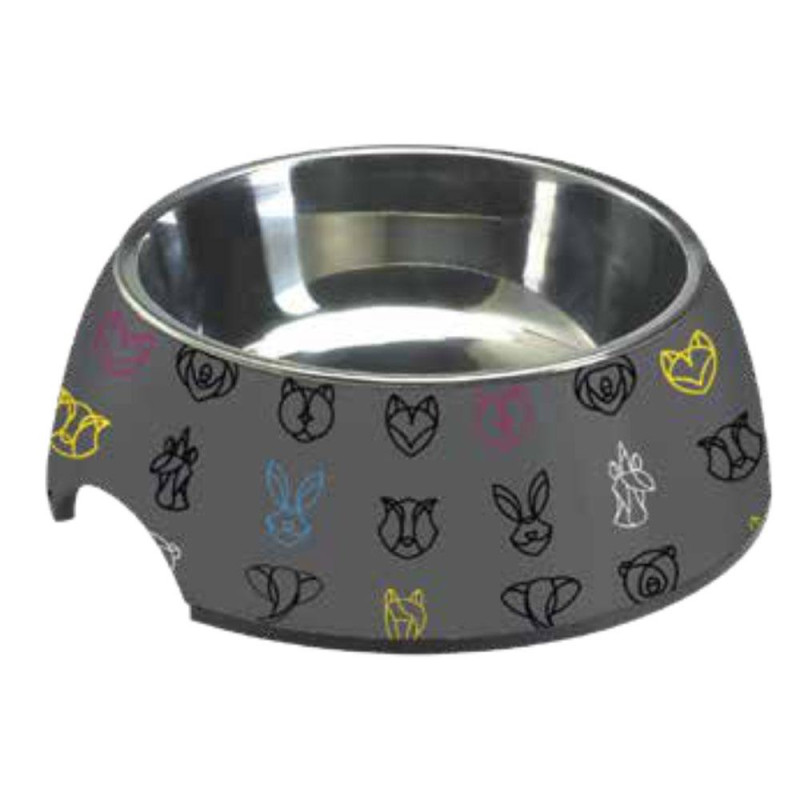 Миска CROCI MILAMINE GEOMETRICAL, нержавіюча, гумова основа , зміна чаша 0,40л, 24 см